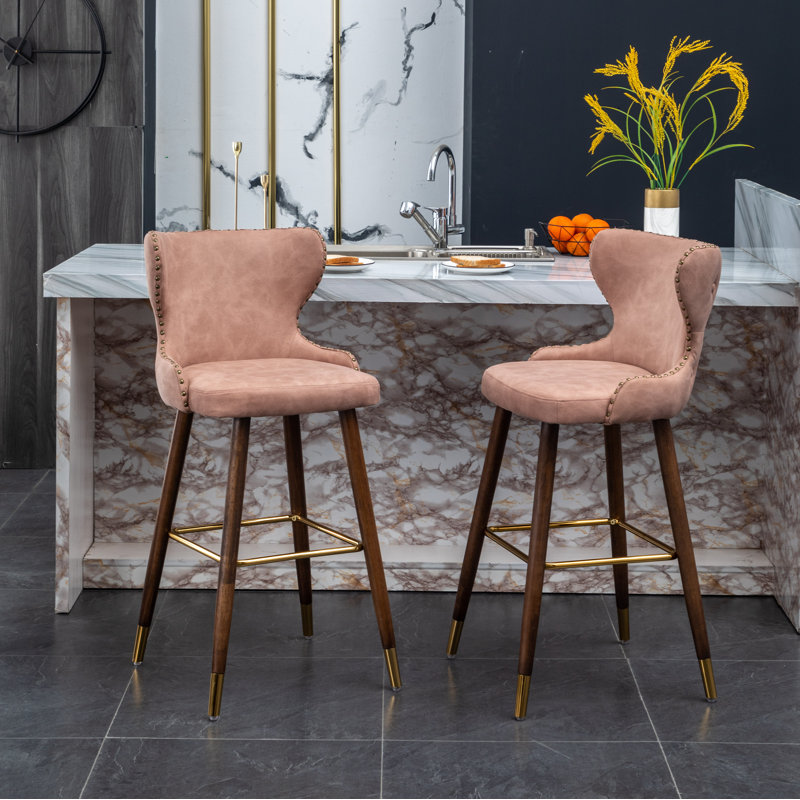 Tabouret de bar et de comptoir Caralie, Tabouret de bar (siège d'une hauteur de 29,5 po), Rose