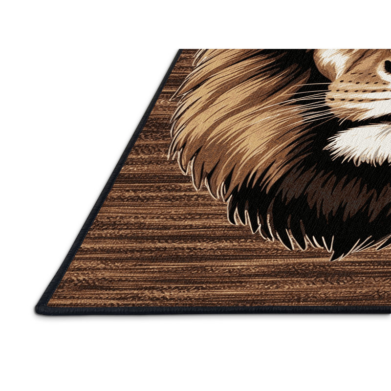 Washable Congo Lion Big Cats Area Rug, Rectangle 6' x 9'