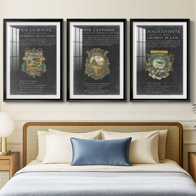 Vintage Bookplate I  -Custom Framed  Premium Print W Matt - 3 Pieces