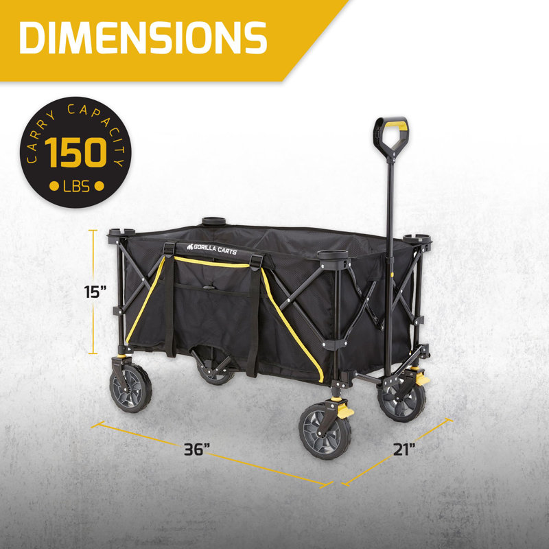 Collapsible Folding Utility Wagon Cart, Black