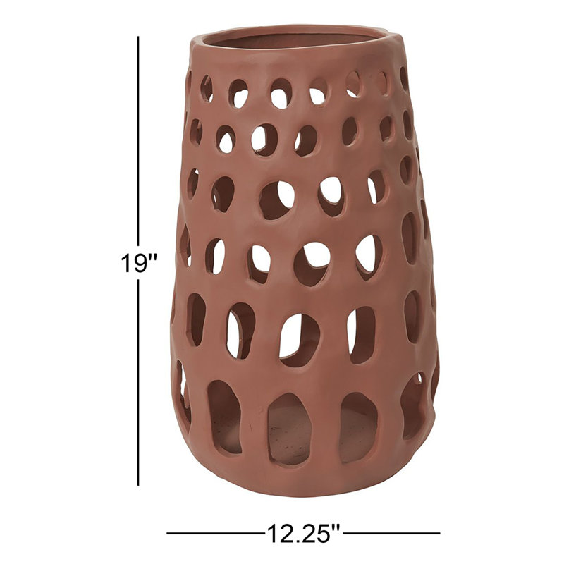 Ceramic Tabletop Lantern, 19" H x 12.25" W x 12.25" D