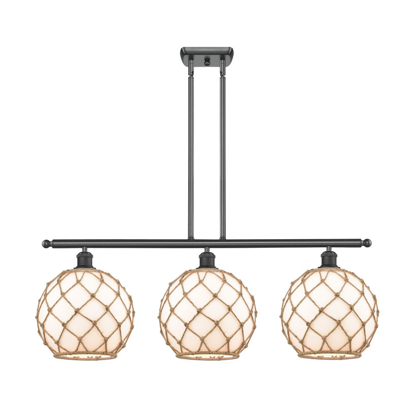 Luminaire suspendu linéaire à 3 lumières pour îlot de cuisine Hilbert, Ampoule DEL 6 watts Vinage, Brun mat