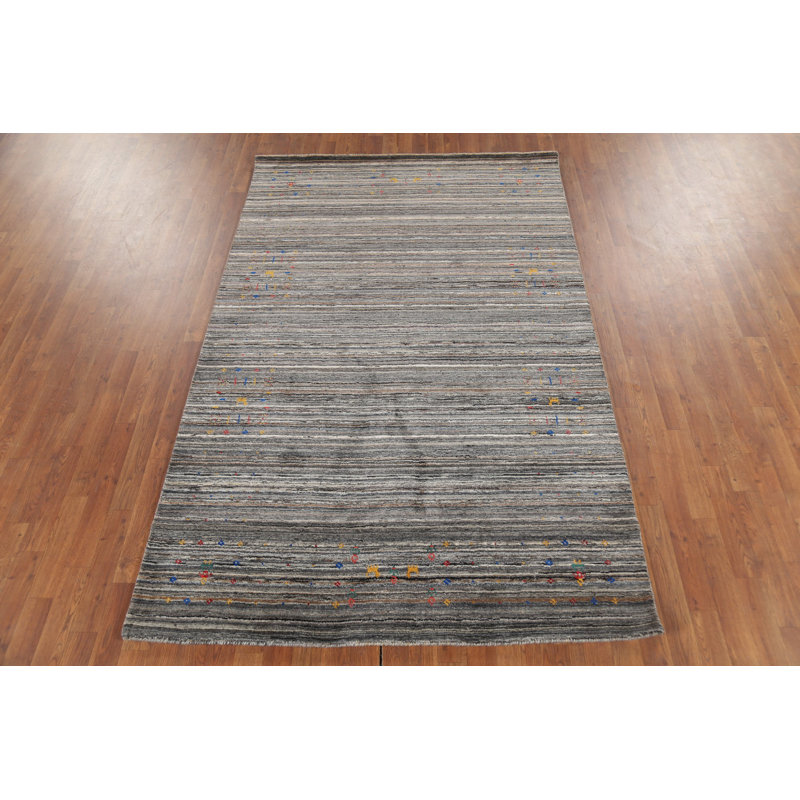 Tapis indien rayé fabriqué à la main Gabbeh 5 x 8