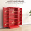 Tablette de cuisine autoportante de 41 po, rouge, avec 12 tablettes de porte et tablettes décoratives rouges, 5 rangées