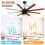 52 Inch Ceiling Fan With 6 Speed Wind 8 Dual Colors Blades Remote Control Reversible DC Motor With Light