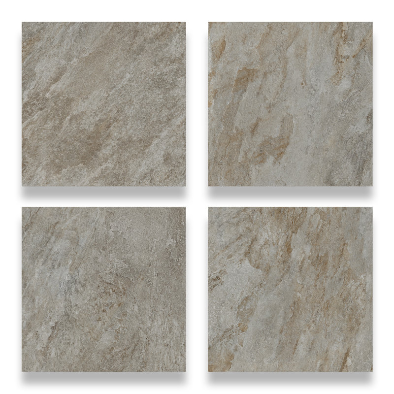 Italian Quarzia Porcelain 24"x 24"x 9mm Floor and Wall Tile Case - (4 PCS, 16 Sq. Ft.), Black