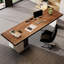 Bureau rectangulaire à 3 tiroirs brun noisette + blanc beige + bois manufacturé-476382682-476382685