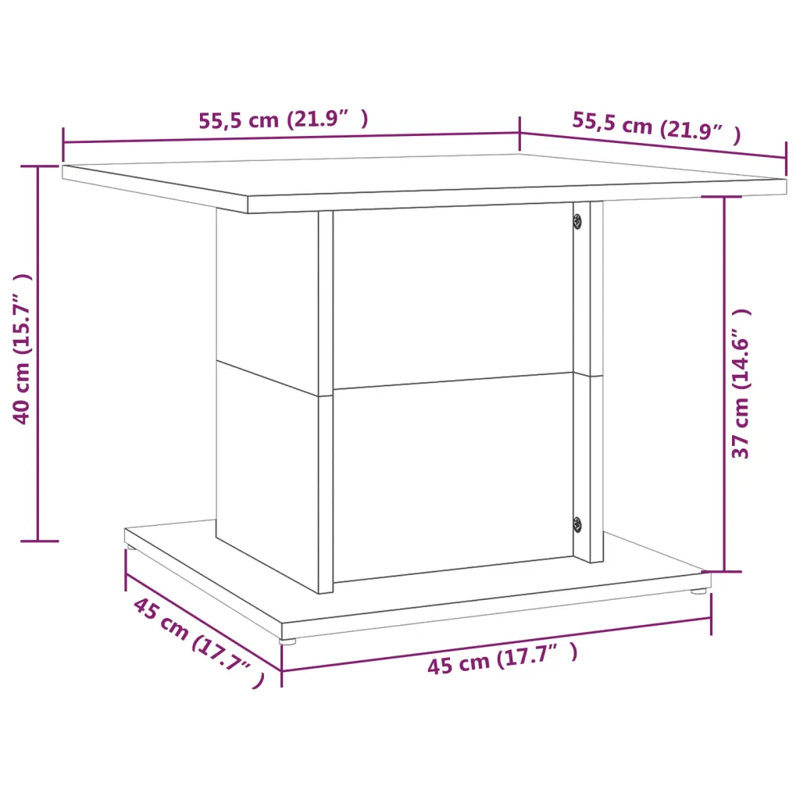 Coffee Table 55.5x55.5x40 cm Engineered Wood, Concrete Grey