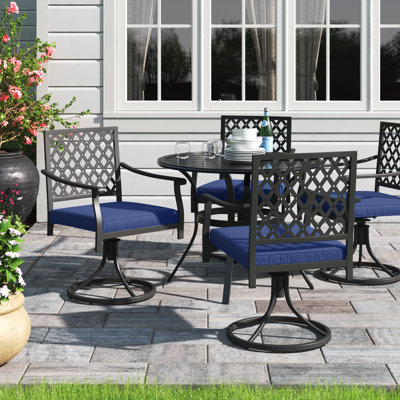 Angelle Swivel Patio Dining Armchair with Cushion by Lark Manor