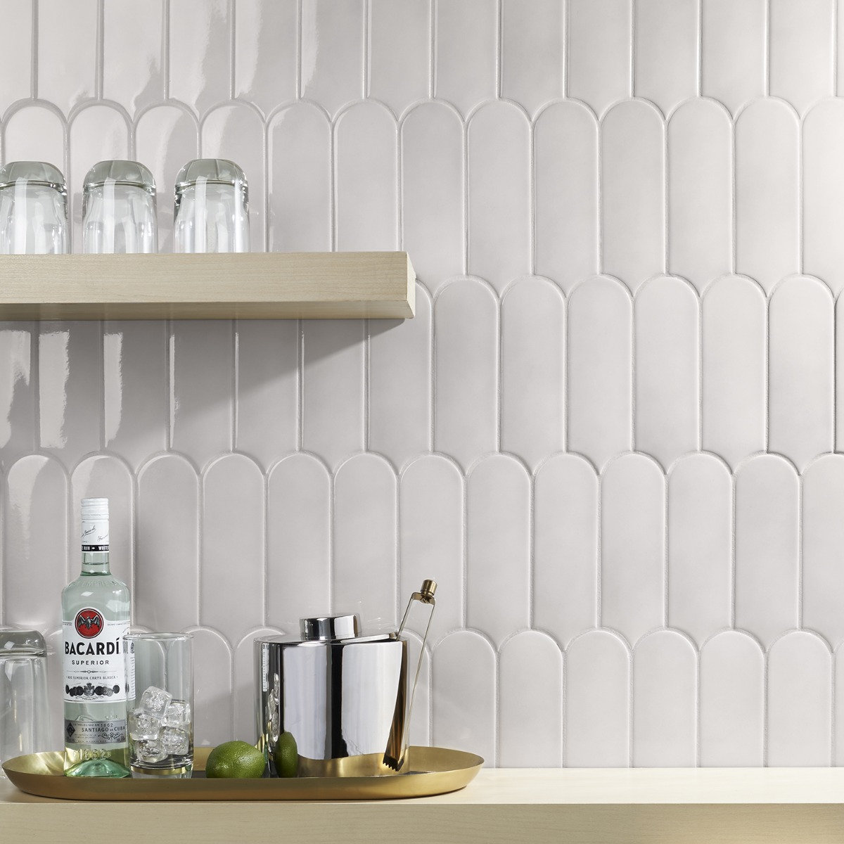 Airy 2.83 in. x 7.67 in. Polished Ceramic Fishscale Wall Tile (5.15 Sq. Ft. / Case), Mist Gray