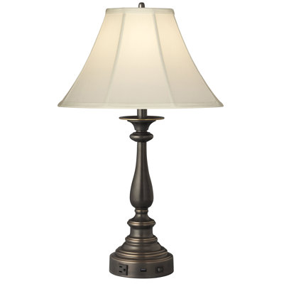 Lampe de table de chevet 29 po bronze simple avec port USB 29 po Madison