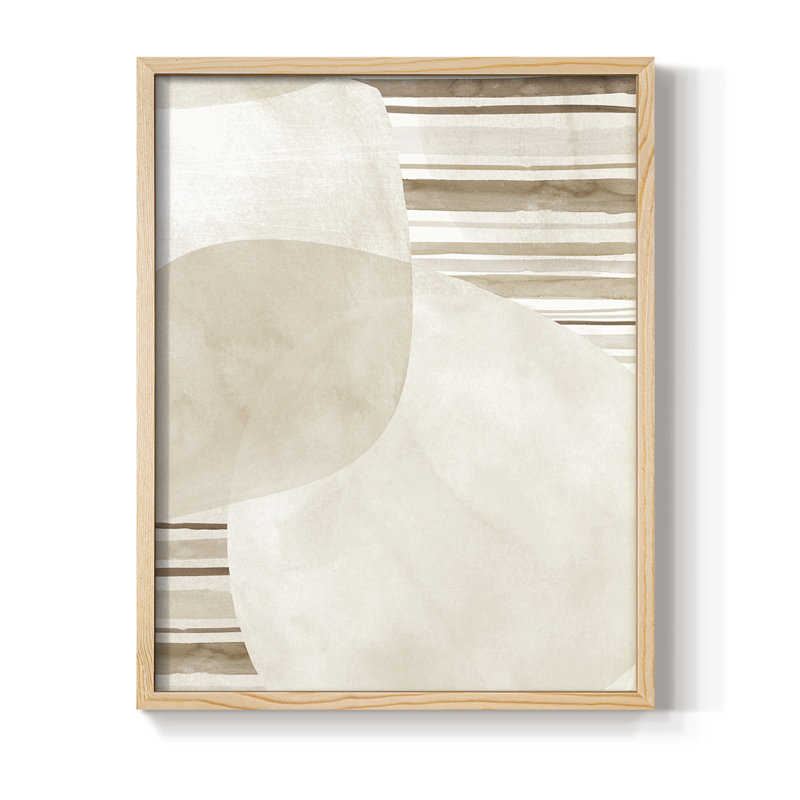 Spheres and Stripes II Framed Print - Solid Wood, Natural, 21" H x 17" W