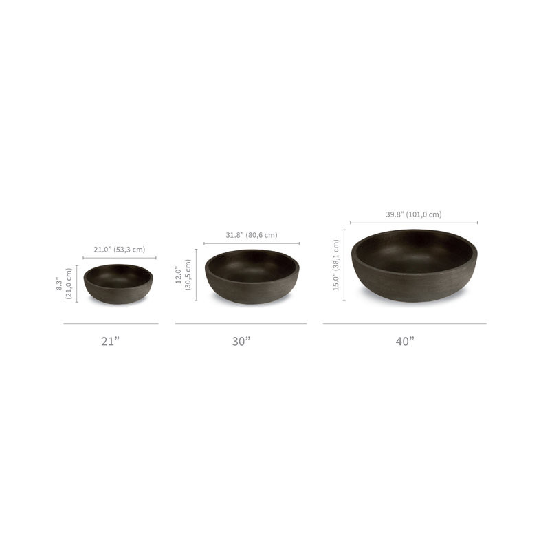 Orinoco Plastic Pot Planter, Caviar Black, 12" H x 31.75" W x 31.75" D