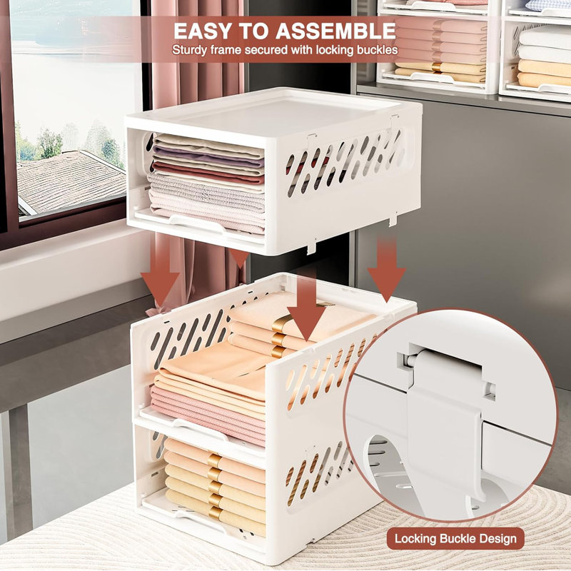 Stackable Plastic Closet Organizer Box With Lid