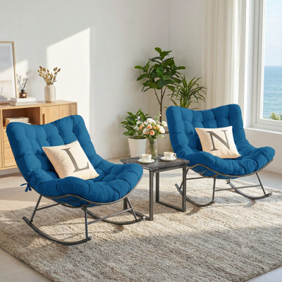3-pieces Oversized Rocking Seating Group With Cushion And Table