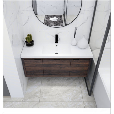 48 Inch Bathroom Cabinet With Sink,Soft Close Doors and Drawer,Float Mounting Design,48x18