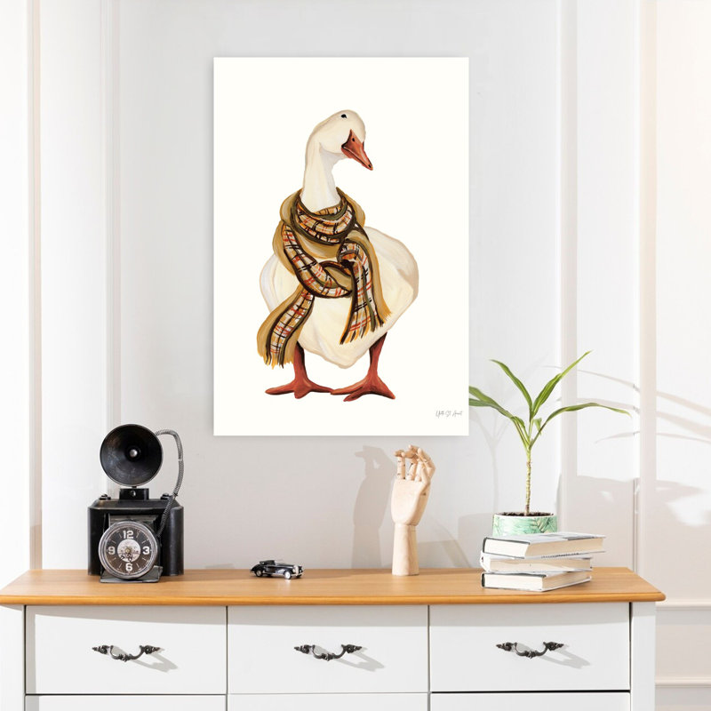 Oie avec écharpe, art animalier contemporain, H 24 po x l 16 po