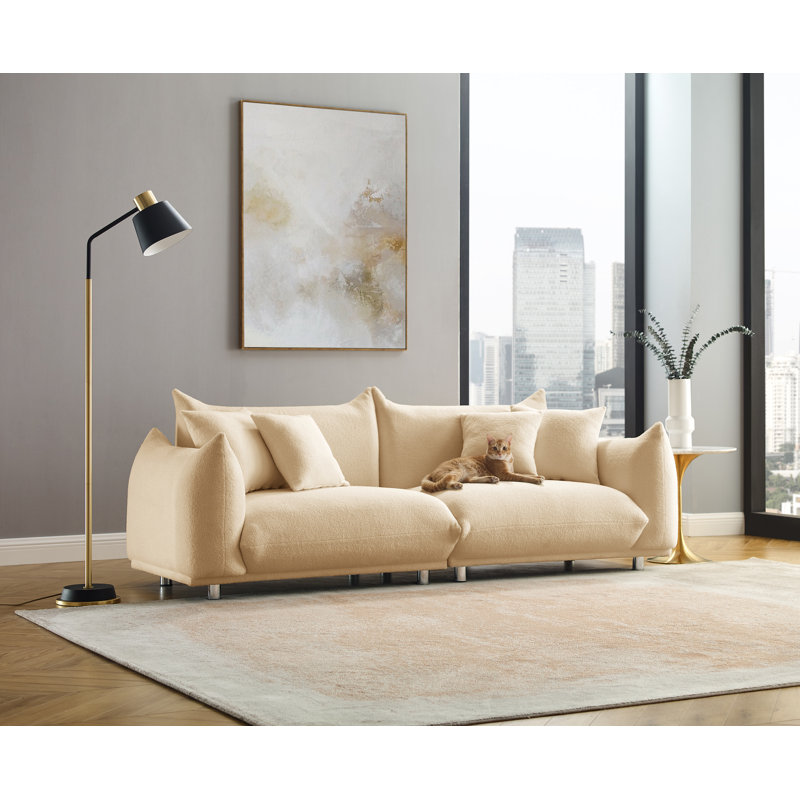 Arnya 225.8Cm Round Arms Sofa, Camel Wool