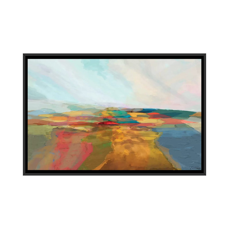 « cascade ii », impression sur toile, H 18 po x l 26 po x P 1,5 po, Toile avec cadre noir, Pas de tapis