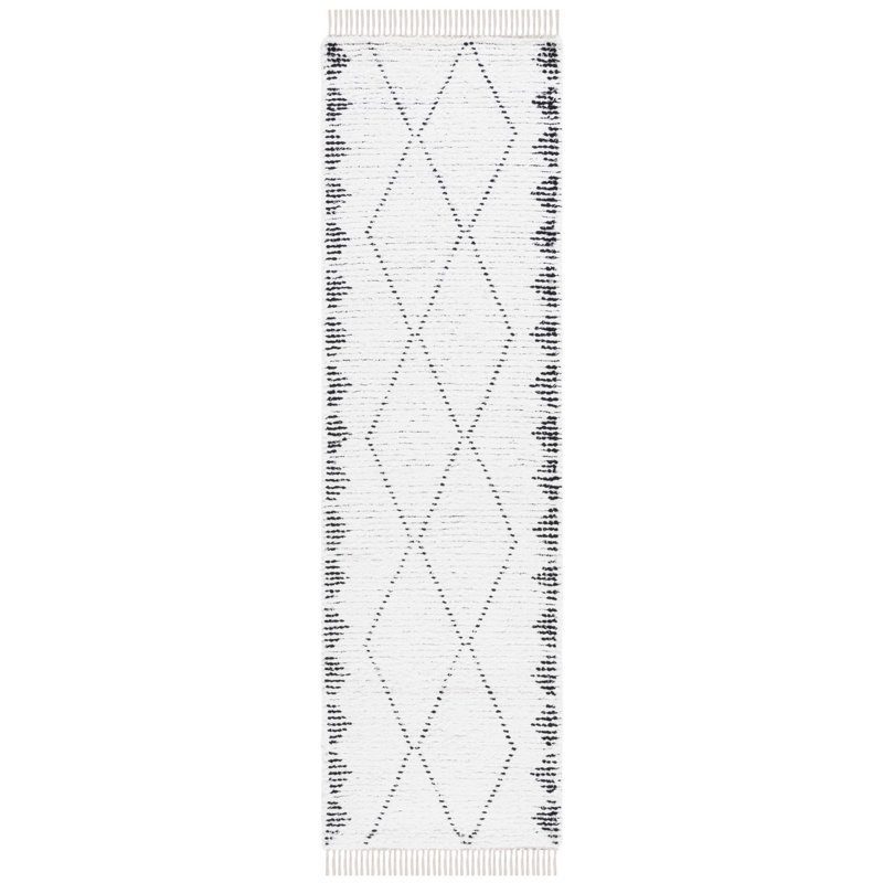 Tapis ivoire / noir Anaid, Tapis de couloir 2 pi 3 po x 8 pi