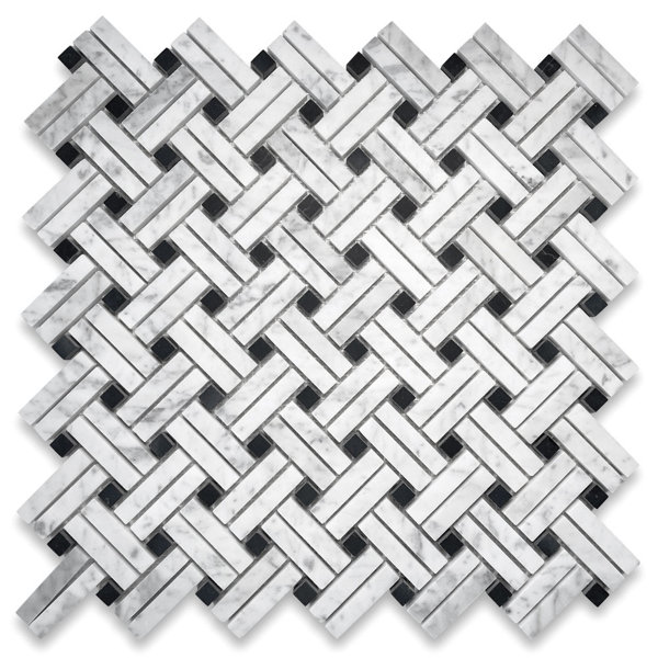 12" x 12" Marble Basketweave Mosaic Wall & Floor Tile