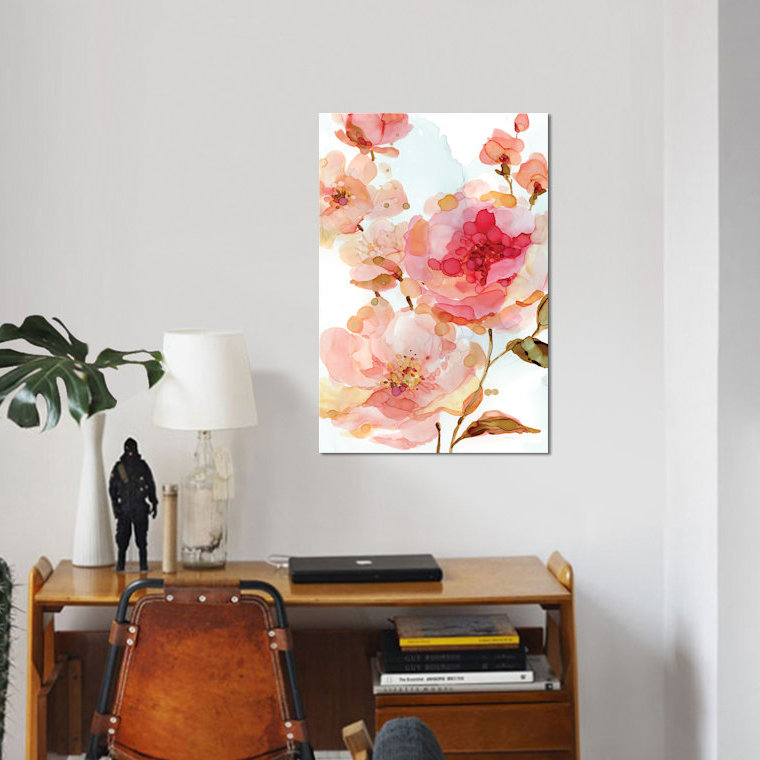 «Vivid Roses», reproduction sur toile, H 40 po x l 26 po x P 1,5 po, Pas de tapis, Toile tendue