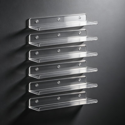 Floating Shelves For Wall, 6 Pack Acrylic Shelves For Storage And Display, Perfect For Books, Vinyl Records, Photos, And Decor In Living Room, Bedroom, Bathroom, And Kitchen