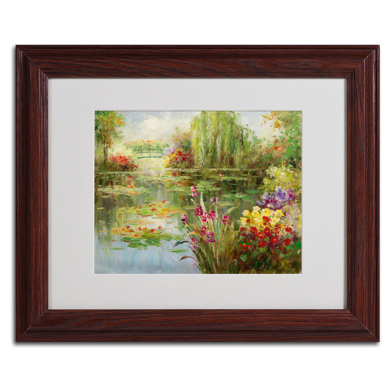 « water lilies », reproduction d’art sur toile encadrée, H 11 po x l 14 po x P 0,5 po, Brun