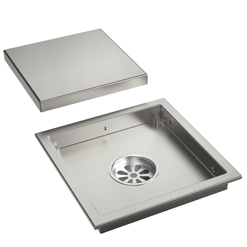 6-Inch Square Shower Drain, Brushed Nickel