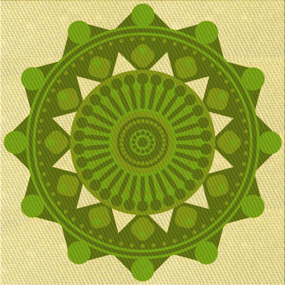 Tapis jaune/vert en laine