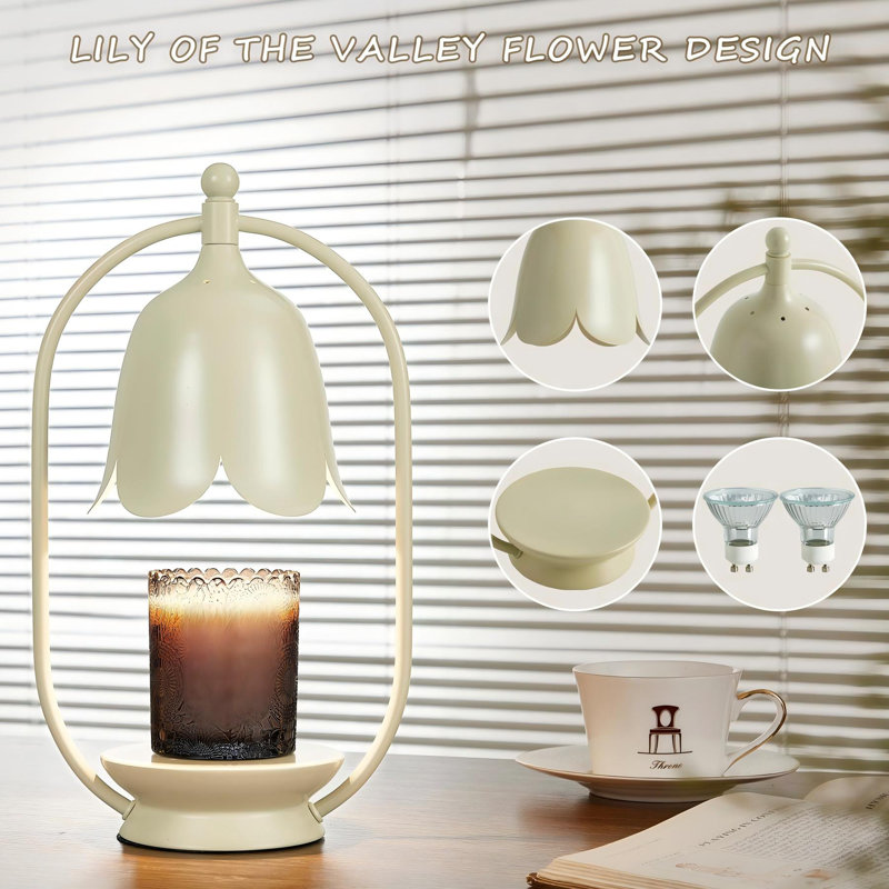 Flower Candle Warmer Lamp,New Year Present Lamp - Timer Dimmable,Home Decor.(White), White
