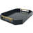 Serving Tray With Polished Metal Handles, Hexagon Coffee Table Tray, Modern Rectangle Decorative Tray, Large Ottoman Tray, Perfect For Storage And Display (Black Rectangle)