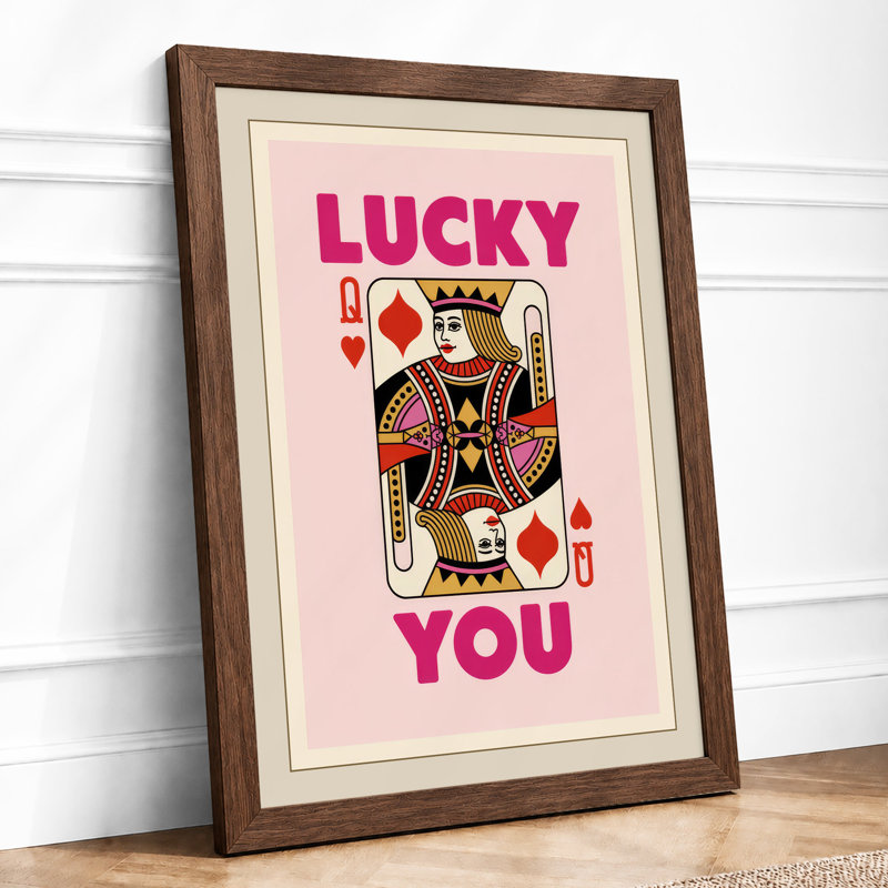 Lucky You Playing Card Retro - Print, Walnut, A1 - 84.1 x 59.4 cm