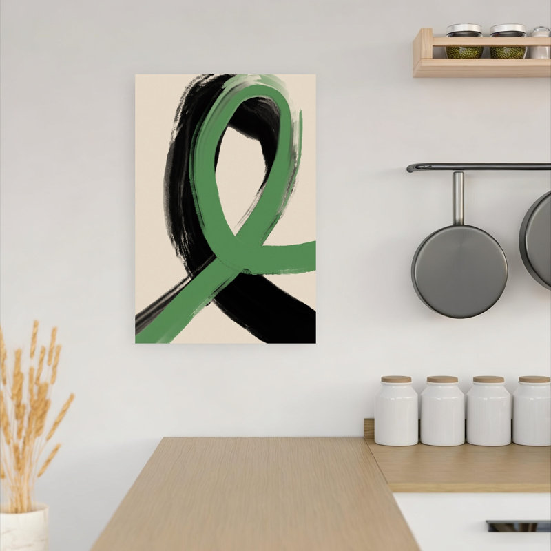 Green Ribbon Flow Abstract Contemporary Minimalist Wall Art Print by Treechild - Wrapped Canvas Print, 45.72cm H x 30.48cm W