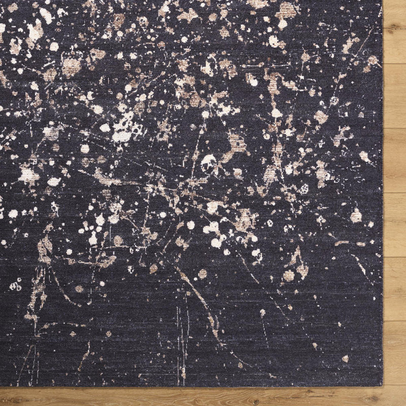 Hand-Tufted Black and Tan Abstract Rectangular Area Rug
