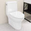 Toilette une pièce avec hauteur de confort et siège à fermeture douce, toilette à double chasse puissante 1 / 1,6 GPF, toilette standard pour la salle de bain, surface en vitrocéramique à nano-vitrage, pleine jupe