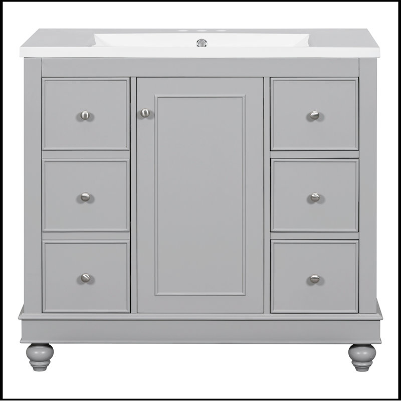 Meuble-lavabo simple 36 po avec comptoir Sebern, Gris