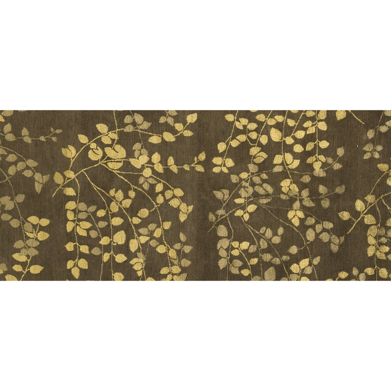 Tapis rectangulaire brun olive / jaune, Rectangle 9 pi x 12 pi
