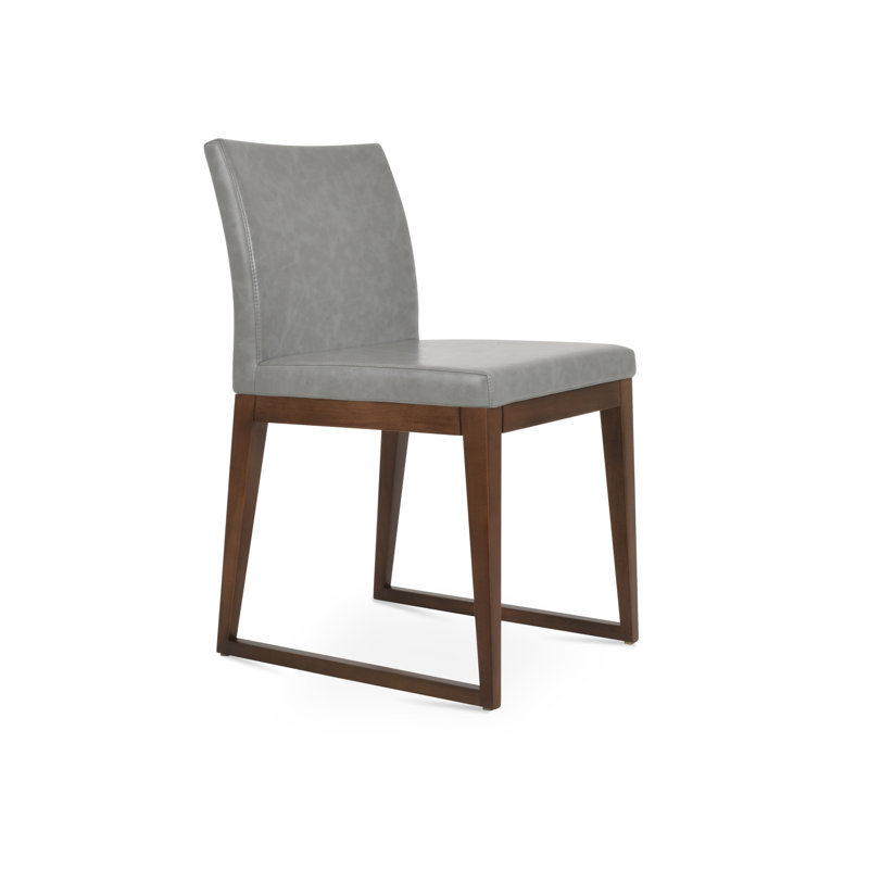 Aria Sled Wood Dining Chair, Cream PPM Faux Leather