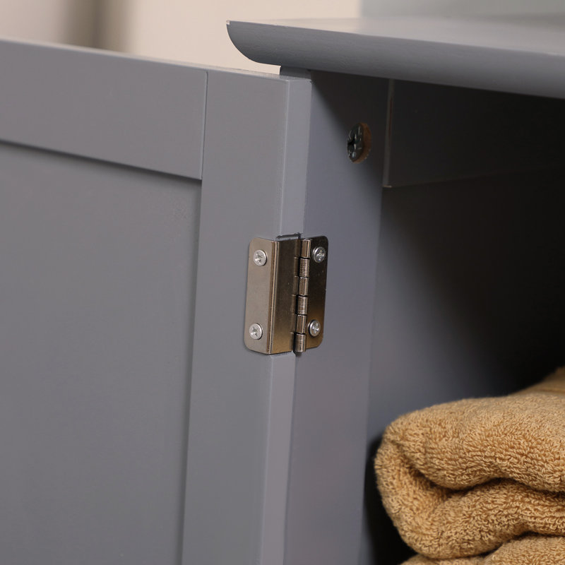 Armoire de salle de bain sous le lavabo avec 2 portes et tablette, meuble-lavabo à piédestal, gris