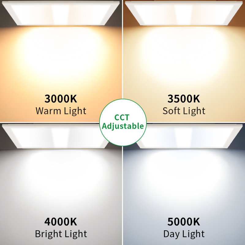 2x4 Ft Led Parkville Light, Center Basket Panel Light, Selectable Watt And Cct, 0-10v Dimming, 2 Pack