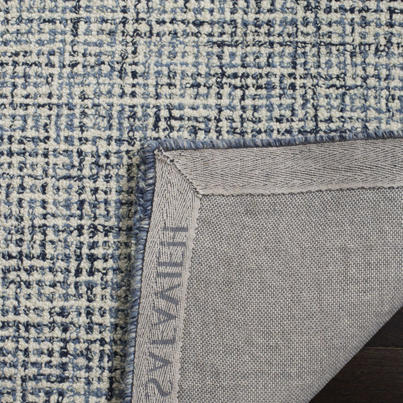 Tapis bleu / beige en laine touffeté à la main Canales, Rectangle 6 pi x 9 pi