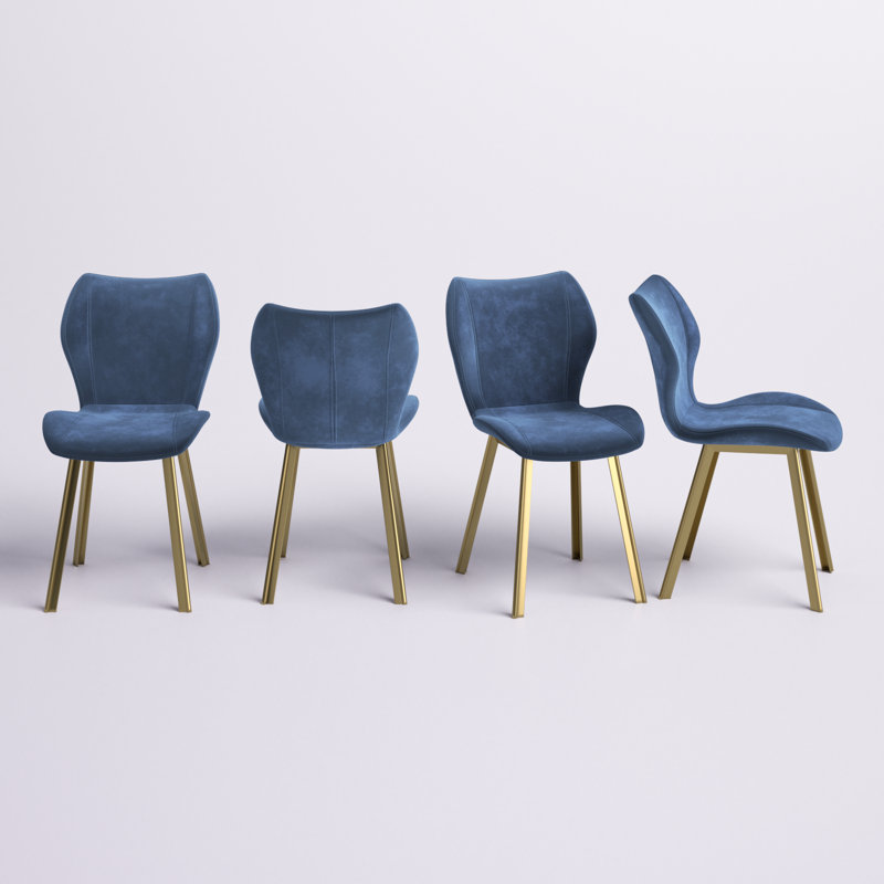 Pulcherie. 20'' H Velvet Upholstered Parsons Chair, Gold, Blue