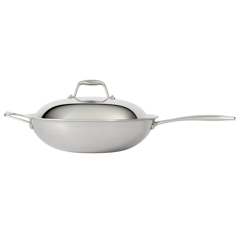 12-Inch Stainless Steel Tri-Ply Clad Wok with Lid