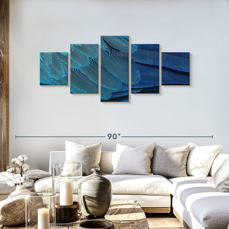 Macaw Blue Feathers, 30" H x 68" W
