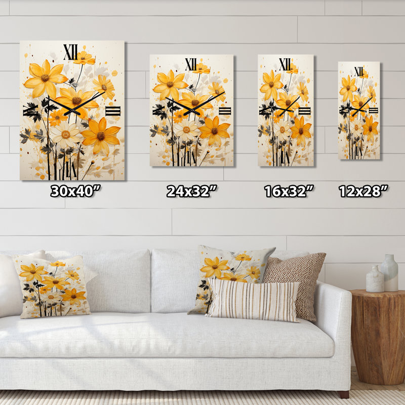 Janni - Horloge murale tournesols moderne, Petit