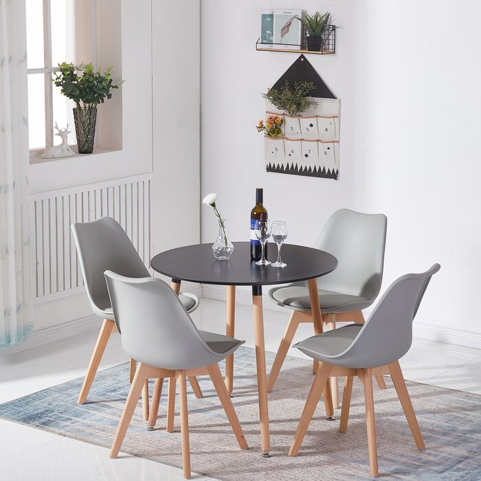 George Oliver Daxia Round Solid Wood Base Dining Table & Reviews | Wayfair