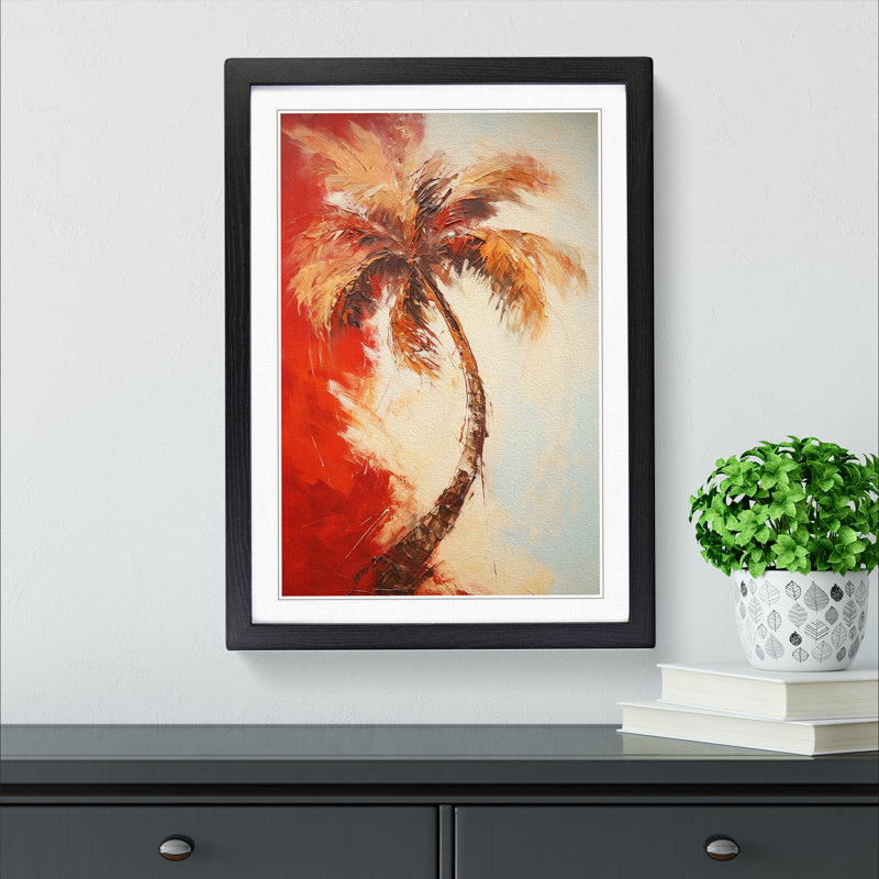Palm Tree Action No.3 1 Piece Single Picture Frame Wall Art, 34cm H x 25cm W x 2" D, Black Framed