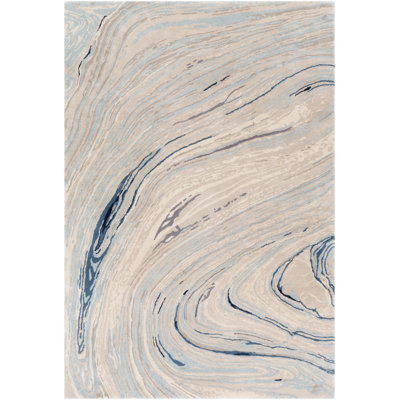 Tapis bleu / beige touffeté à la main Elaenor