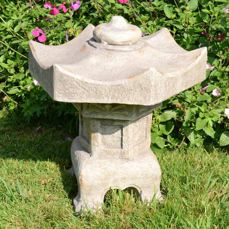 Brandle PAGODA LANTERN Small 40cm Weathered Dark Stone Effect, Brown